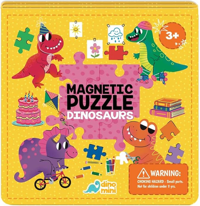 Dinomini Magnetic Puzzles for Toddlers 3-5 - Tri Fold Set with 3 x 20 Piece Magnetic Puzzles - Tr... | Amazon (US)