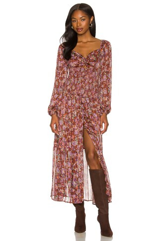 ASTR the Label Arlette Dress in Brown & Lavender Multi Floral from Revolve.com | Revolve Clothing (Global)