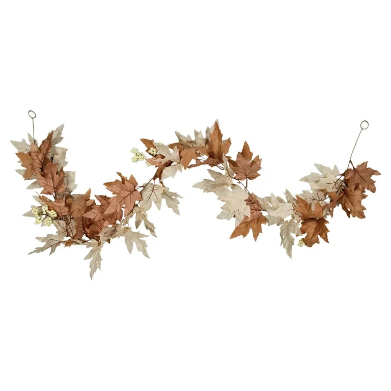 Maple and Oak Leaves Garland, Cream and Brown, 6', Fall by Way To Celebrate | Walmart (US)