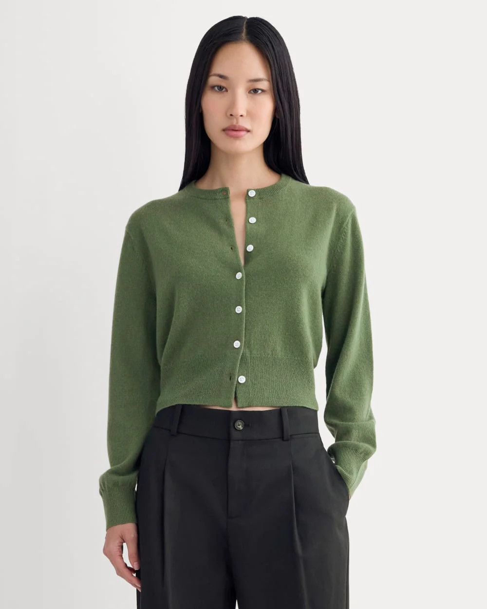Everlane Cashmere Cropped Cardigan Sweater | Forest Green | XXL | Everlane