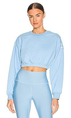 alo Devotion Crew Neck Pullover in Blue Skies from Revolve.com | Revolve Clothing (Global)