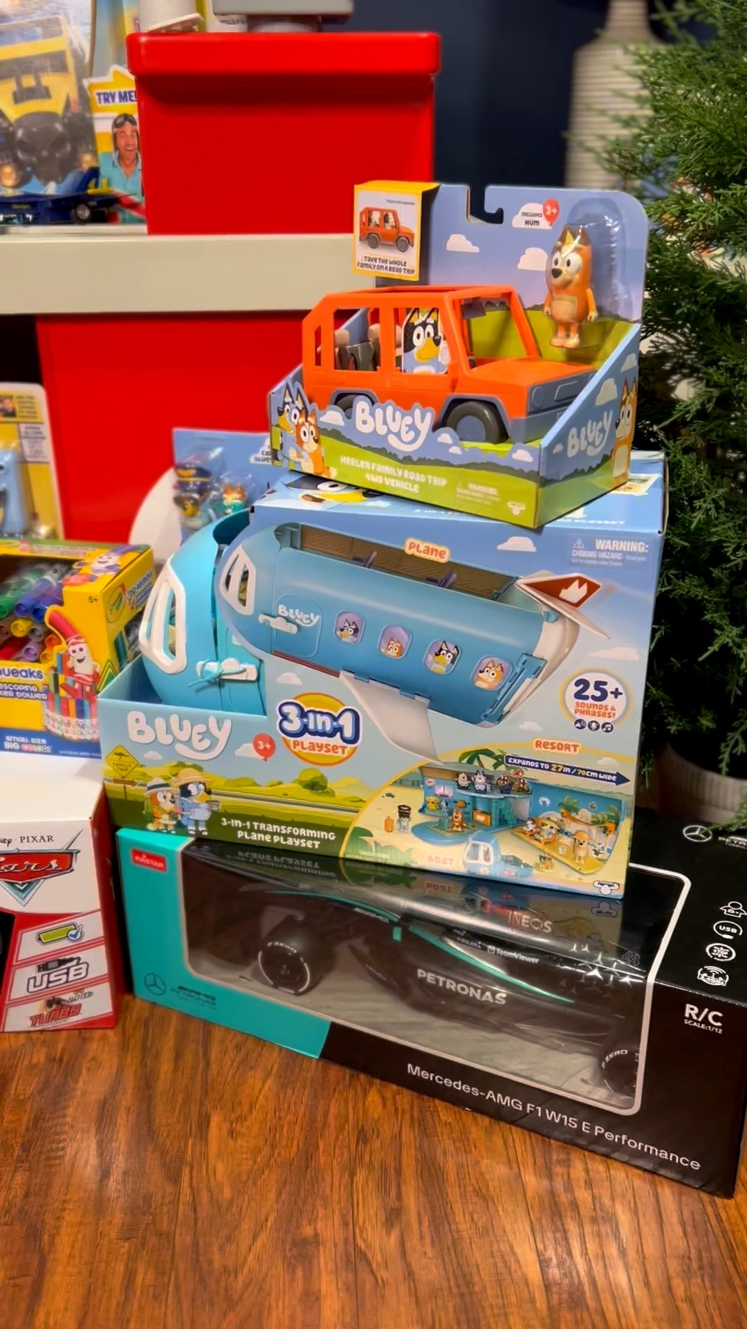 Gift guide for a 4.5 years old boy. Gift ideas for a little boy. RASTAR Formula One Official Replica Remote Control Car | Cars Lightning McQueen Offroad RC 1:14 Scale Remote Control Car 2.4 Ghz: Disney Licensed | Bluey 3-in-1 Airplane Playset: Sound Effects &amp; Multiple Activities, Includes Figures, Educational Creative Thinking | Bluey Digital Camera: Creative Thinking, Pretend Phones &amp; Electronics, Bluey License | Crayola 115pc Kids' Super Art and Craft Kit: Drawing &amp; Coloring Set, Washable Markers, Paint, Clay, Christmas Gift | Bluey Family Road Trip Play Vehicle, Includes Chilli | Melissa And Doug Wooden Gingerbread Playset House | Crayola 50ct Pip Squeaks Washable Marker Set | 

#LTKHoliday #LTKKids #LTKGiftGuide