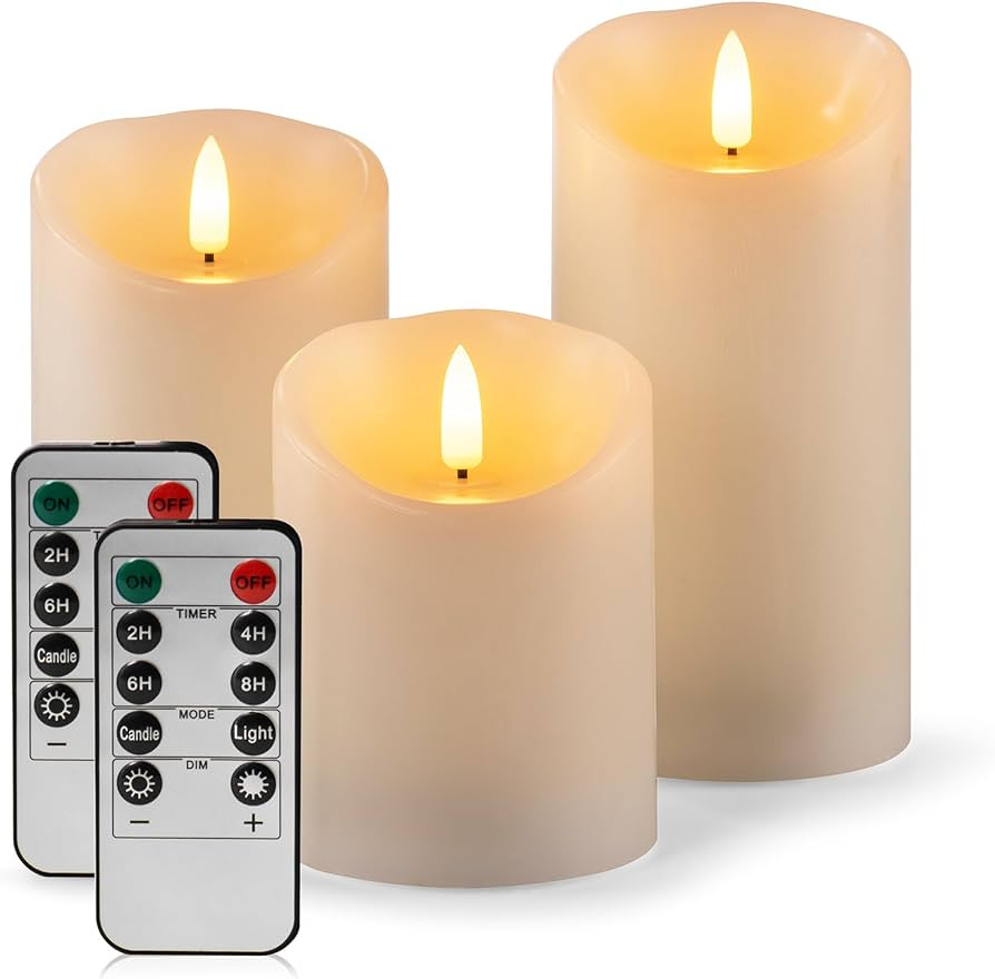 Flameless Candles Battery Operated Pillar Real Wax Flickering Electric LED Candle Sets with Remot... | Amazon (US)