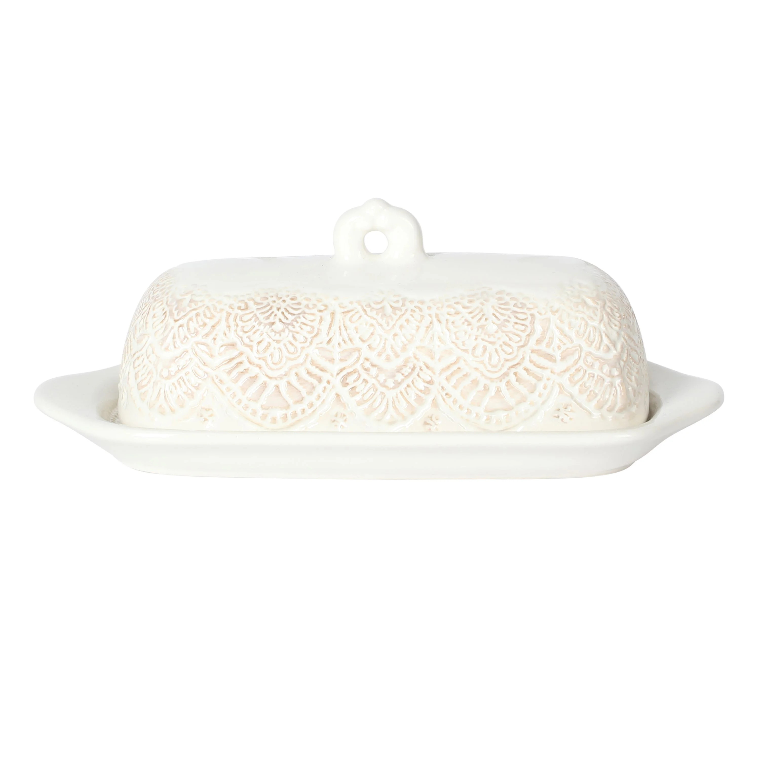 The Pioneer Woman Vintage Lace Butter Dish, Linen, 8.25-Inch | Walmart (US)