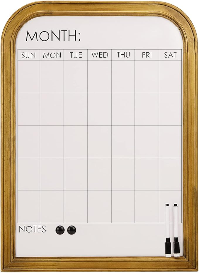 Dry Erase Calendar for Wall, Magnetic Calendar Whiteboard Monthly with Decorative Solid Wood Fram... | Amazon (US)