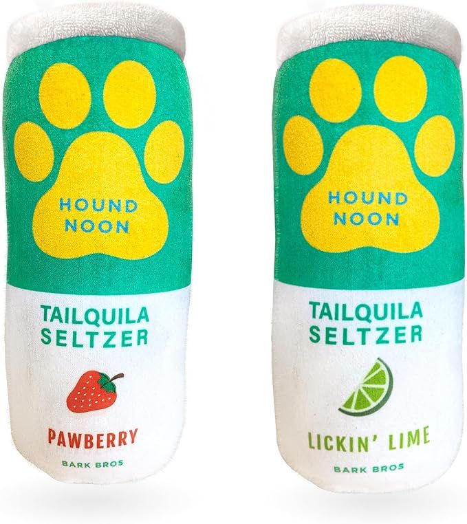 Hound Noon - Two Pack Plush Squeaky Dog Toys Funny Drink Parody - Alcohol Dog Toy - Dog Birthday ... | Amazon (US)