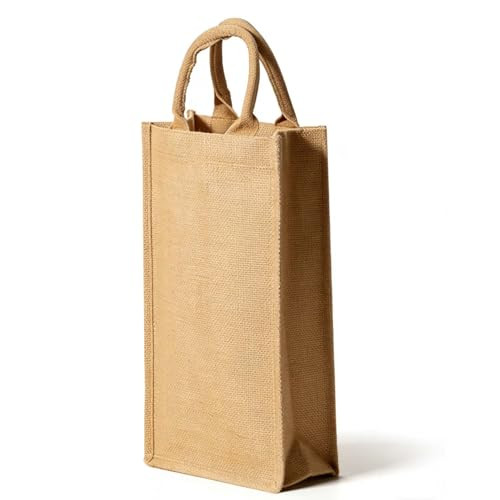 Jute Burlap 2 Bottle Wine Gift Tote Bags with Soft Cotton Handles Reusable for Wedding, Parties,B... | Amazon (US)