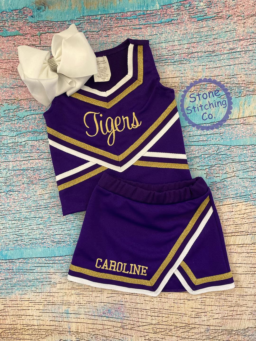 Purple & Gold Cheer Uniform Customized Cheerleading Uniform - Etsy | Etsy (US)
