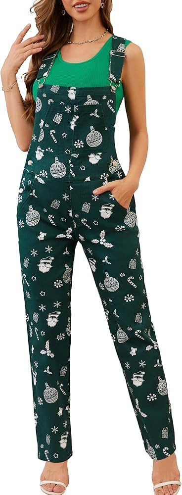 Christmas Jumpsuits for Women Xmas Printed Overalls Fashion Bibs Coveralls Stocking Stuffers for ... | Amazon (US)