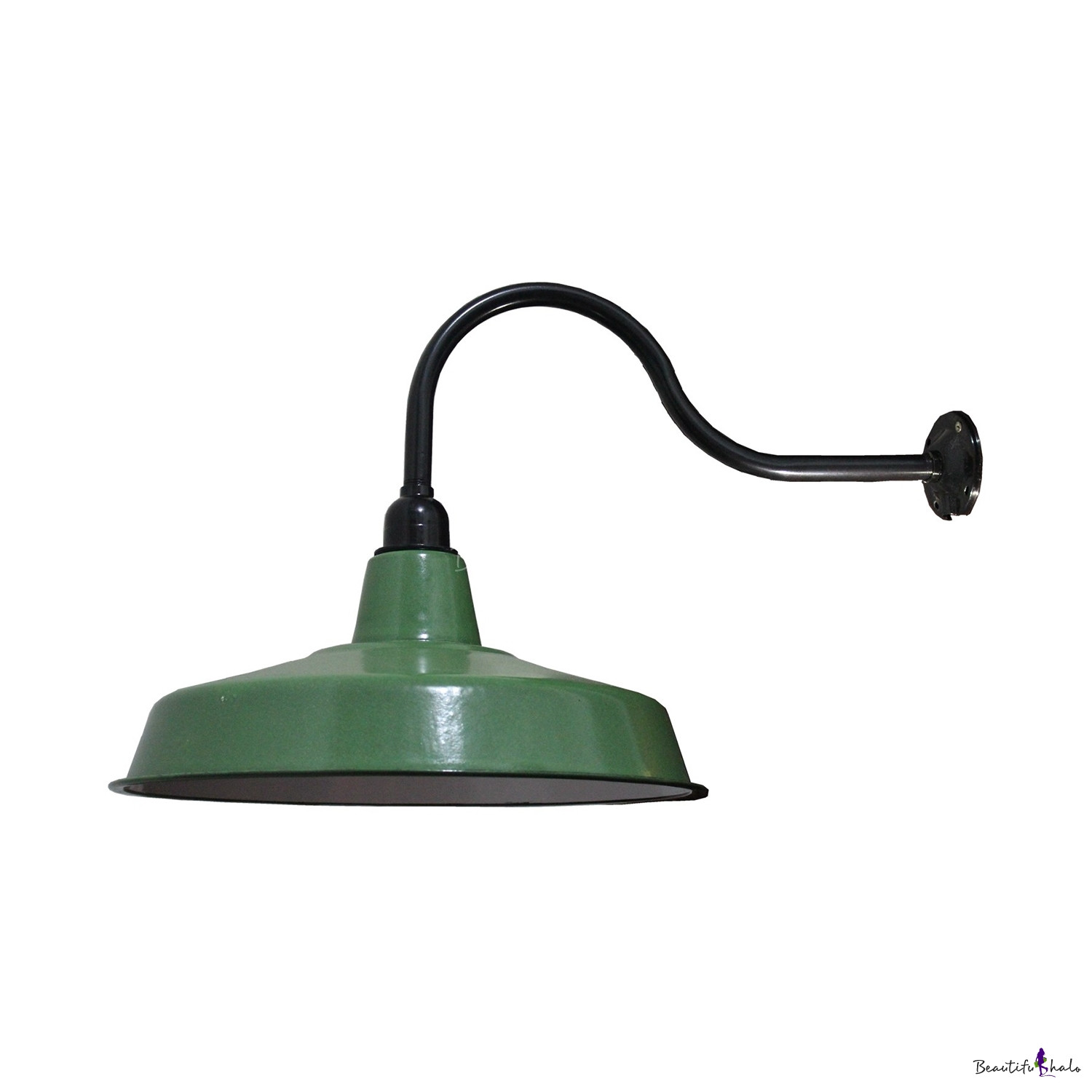 Industrial Barn Sconce Light Single Light Metal Wall Light in Green for Kitchen | Beautifulhalo.com