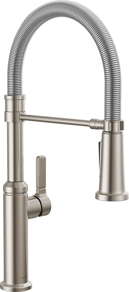 Delta Rhett Pro Style Commercial Kitchen Faucet with Pull Down Sprayer, Brushed Nickel Single Hol... | Amazon (US)