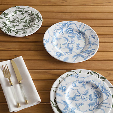 Fiora Toile Melamine Plates - Set of 4 | Ballard Designs, Inc.