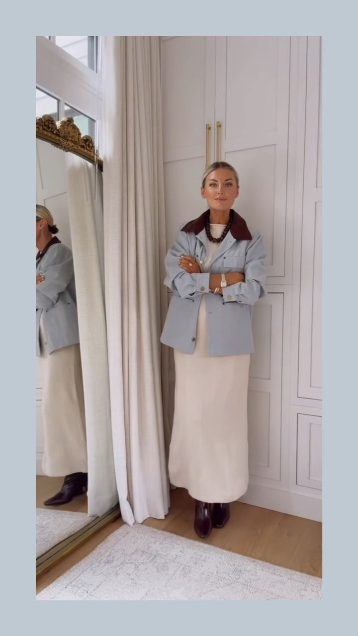 I’ve been so impressed with this blue barn jacket! Can’t believe it’s an Amazon find!wearing small in both 

Loverly grey, cream sweater dress maxi, blue barn jacket, fashion finds women

#LTKSeasonal #LTKootd
