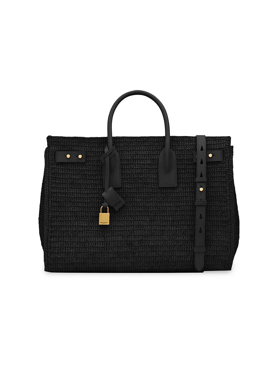 Women's Sac De Jour Medium Supple Tote Bag in Raffia - Black | Saks Fifth Avenue