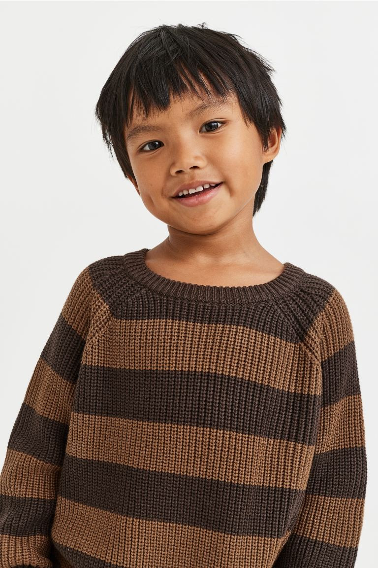 Knit Sweater - Brown/striped - Kids | H&M US | H&M (US + CA)