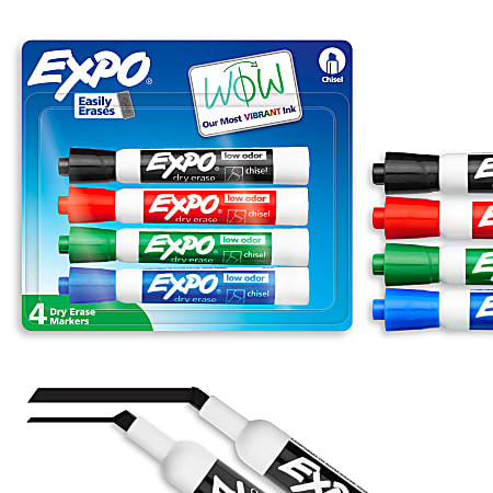 EXPO Low Odor Dry Erase Markers Chisel Point Assorted Colors Pack Of 4 Markers - Office Depot | Office Depot and OfficeMax 