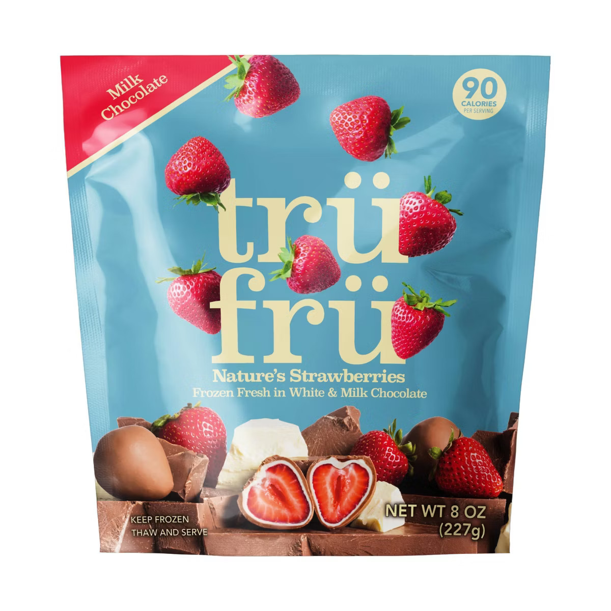 Tru Fru White and Milk Chocolate Frozen Strawberries - 8oz | Target