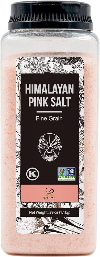 Soeos Pink Himalayan Sea Salt, Fine Grain, 38.8oz (2.4 LB), Kosher Salt, Non-GMO | Amazon (US)