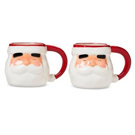 Santa 14oz Stoneware Mug 2pk Red - Threshold™ | Target