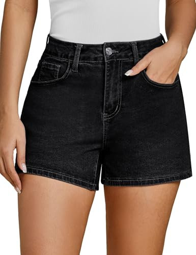 luvamia Jean Shorts for Women High Waisted Jean Plus Size Denim Jorts Womens High Waisted Shorts Washed Black Size X-Large US 16 to 18 | Amazon (US)