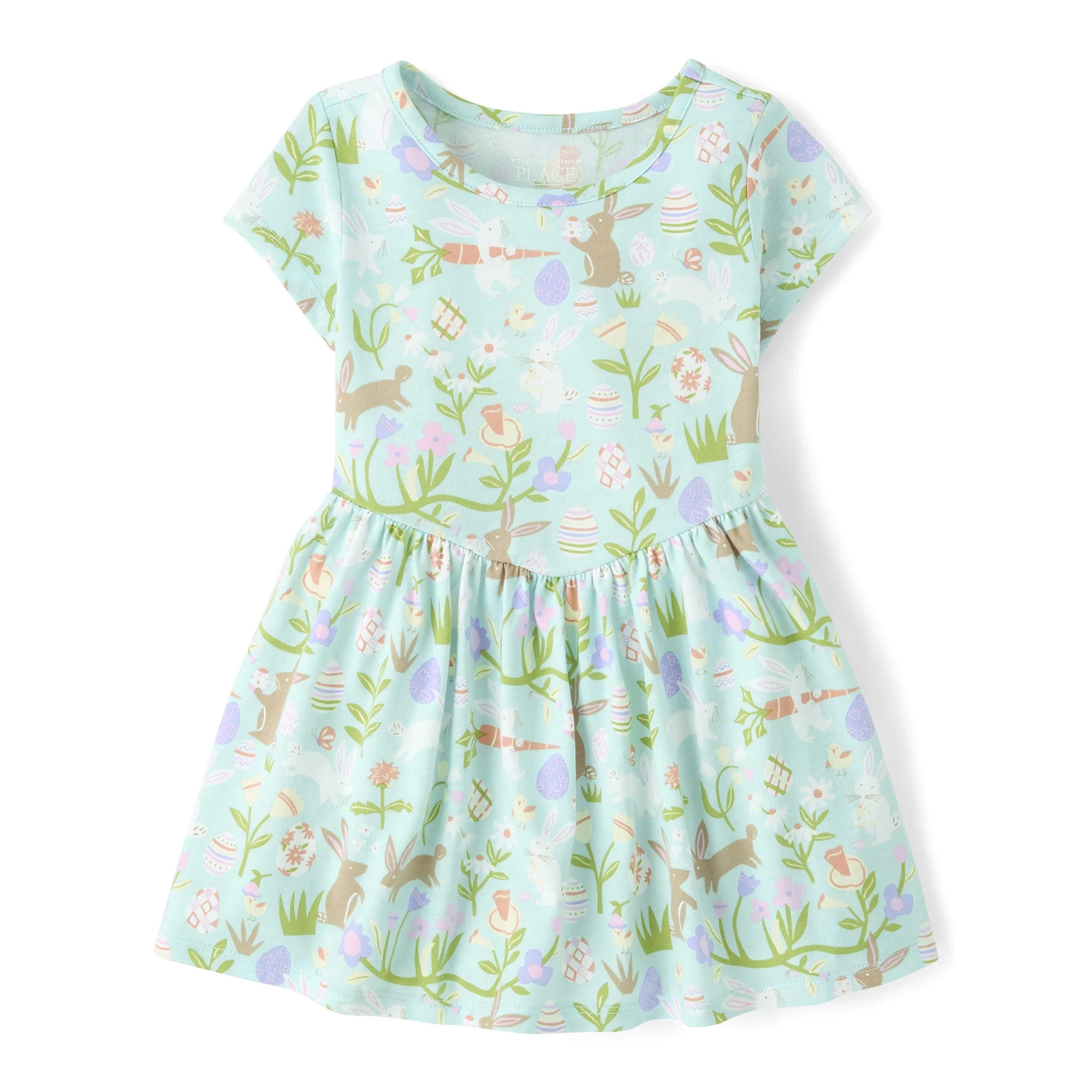 The Children's Place Toddler Girls Short Sleeve Easter Print V-Waist Dress, Sizes 12M-5T | Walmart (US)