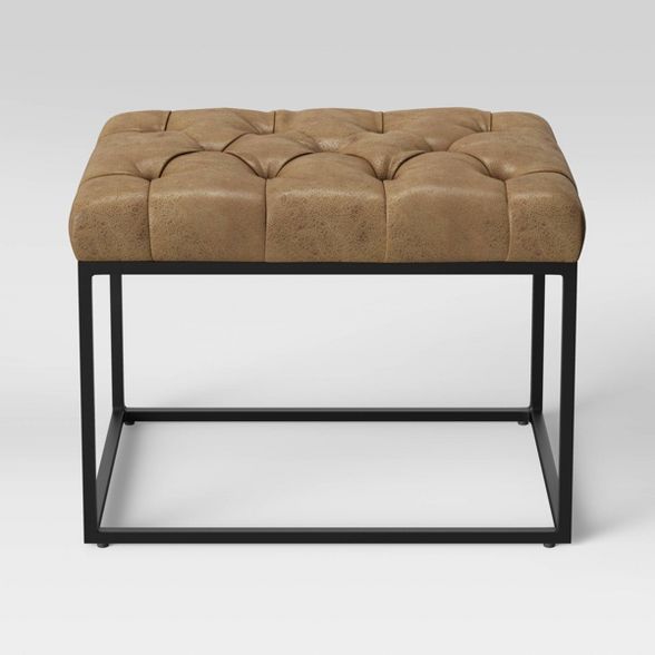 Trubeck Tufted Metal Base Ottoman Faux Leather - Project 62™ | Target