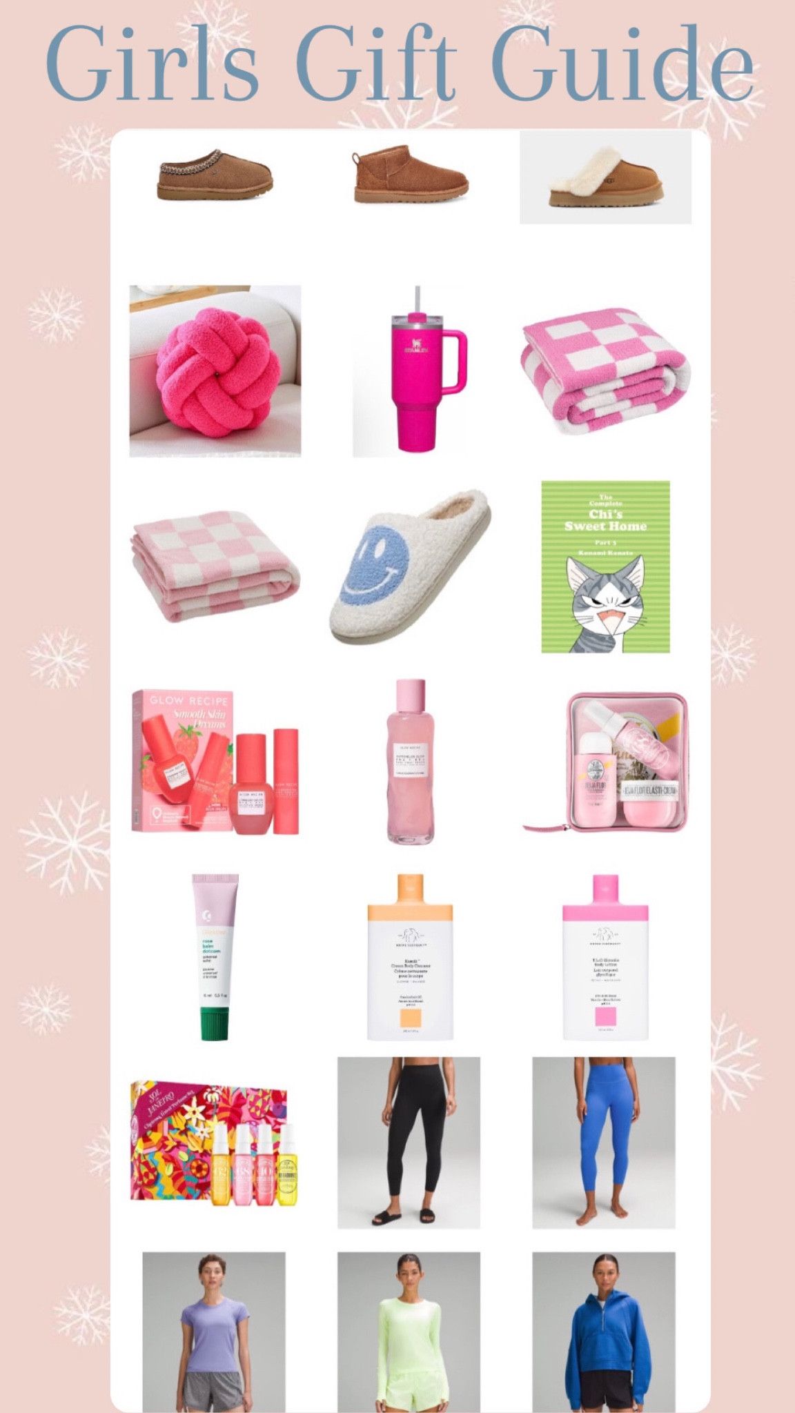 Girls Gift Guide | Luna’s Christmas List this year 🎄 

Skincare - Uggs - happy face slippers - pink 

#LTKsalealert #LTKGiftGuide #LTKkids