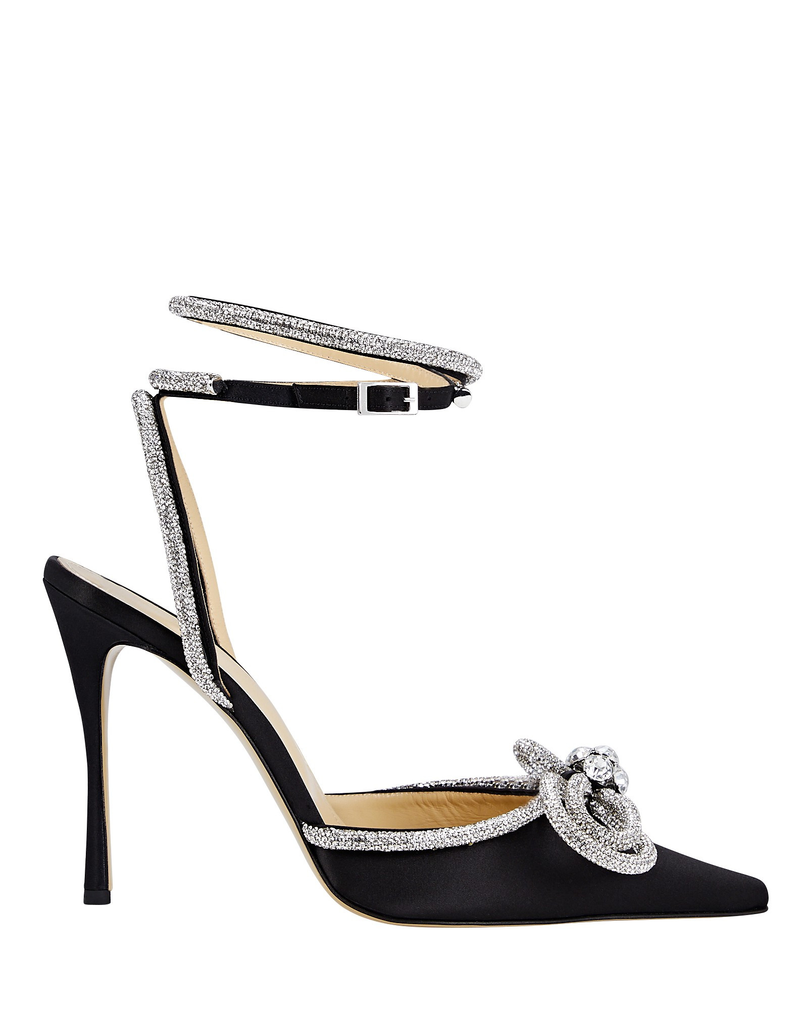 Double Bow Crystal-Embellished Satin Pumps | INTERMIX