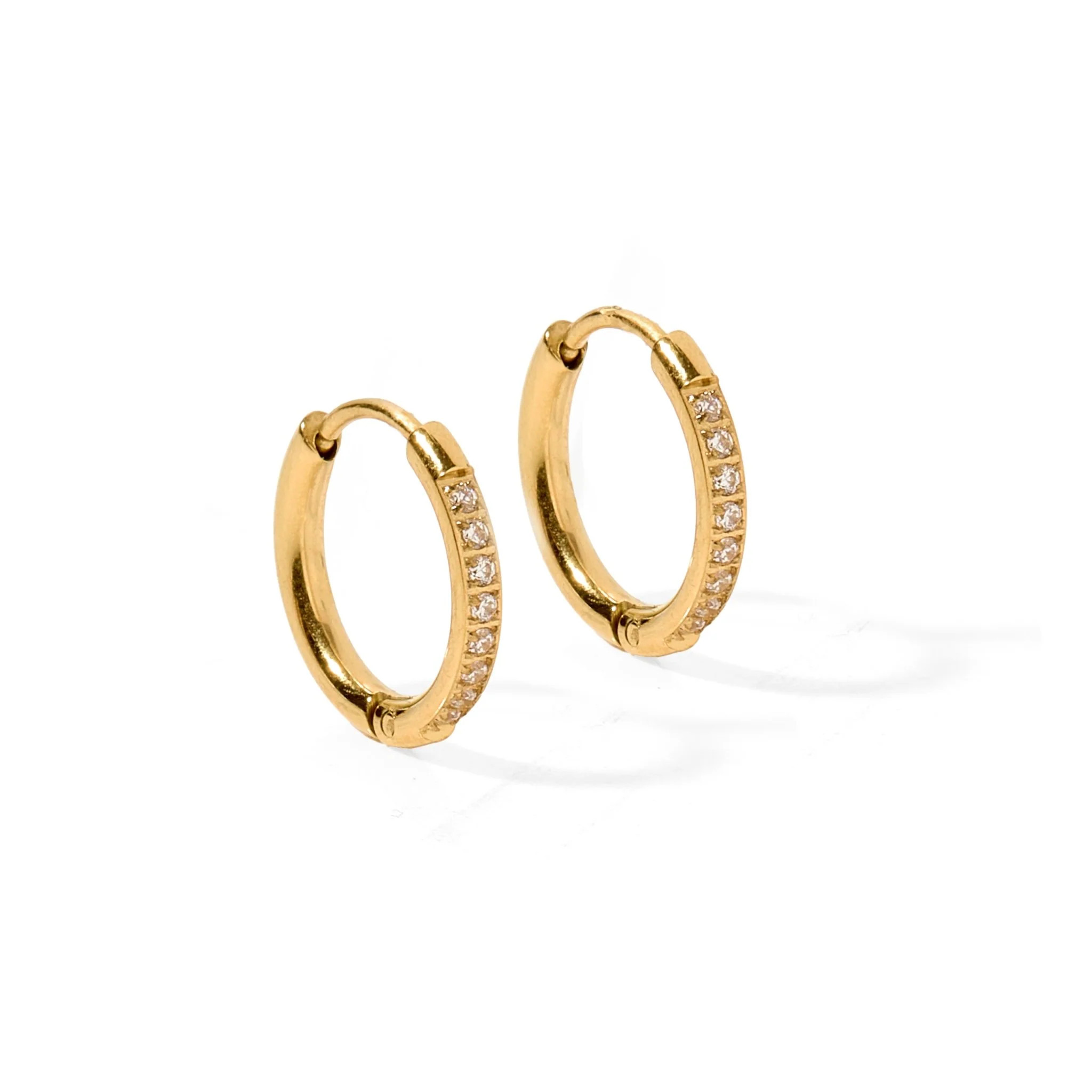Huggie Earrings - Scarlett Hoop Gold 12mm CZ - Shop LINNY CO | LINNY CO LLC