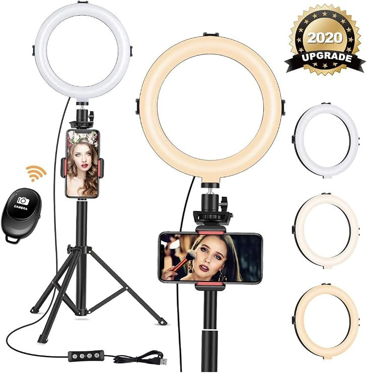 8" Ring Light with Tripod Stand - Dimmable Selfie Ring Light LED Camera Ringlight with Tripod and... | Amazon (US)
