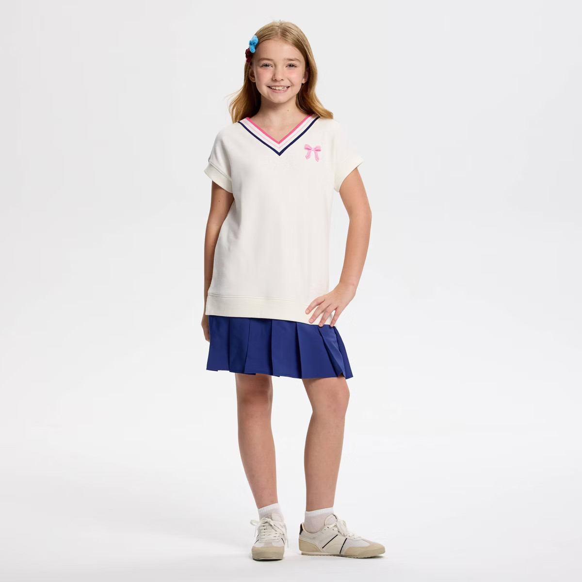 Owillo® Girls' French Terry Tennis Dress - Cream | Target