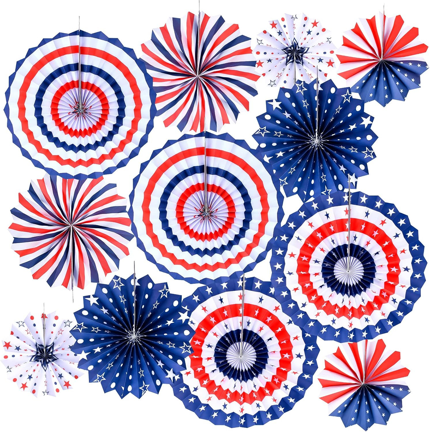CASEKEY 4th of July Decorations Paper Fans,Fourth of July Decorations,Independence Day,Memorial D... | Amazon (US)