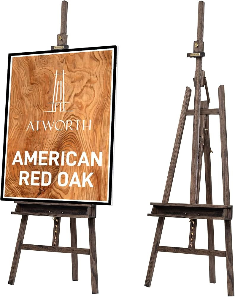 American Oak Inclinable Studio Art Easel, Hold Canvas up to 48”, Deluxe Wooden Large Adjustable... | Amazon (US)