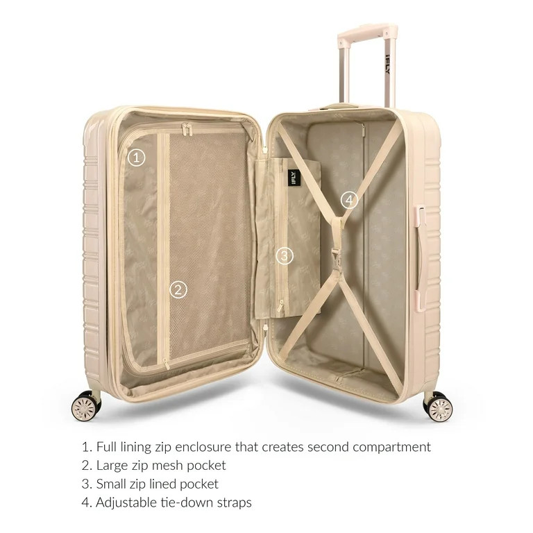 iFLY Hardside Fibertech Luggage 24" Checked Luggage, Champagne | Walmart (US)
