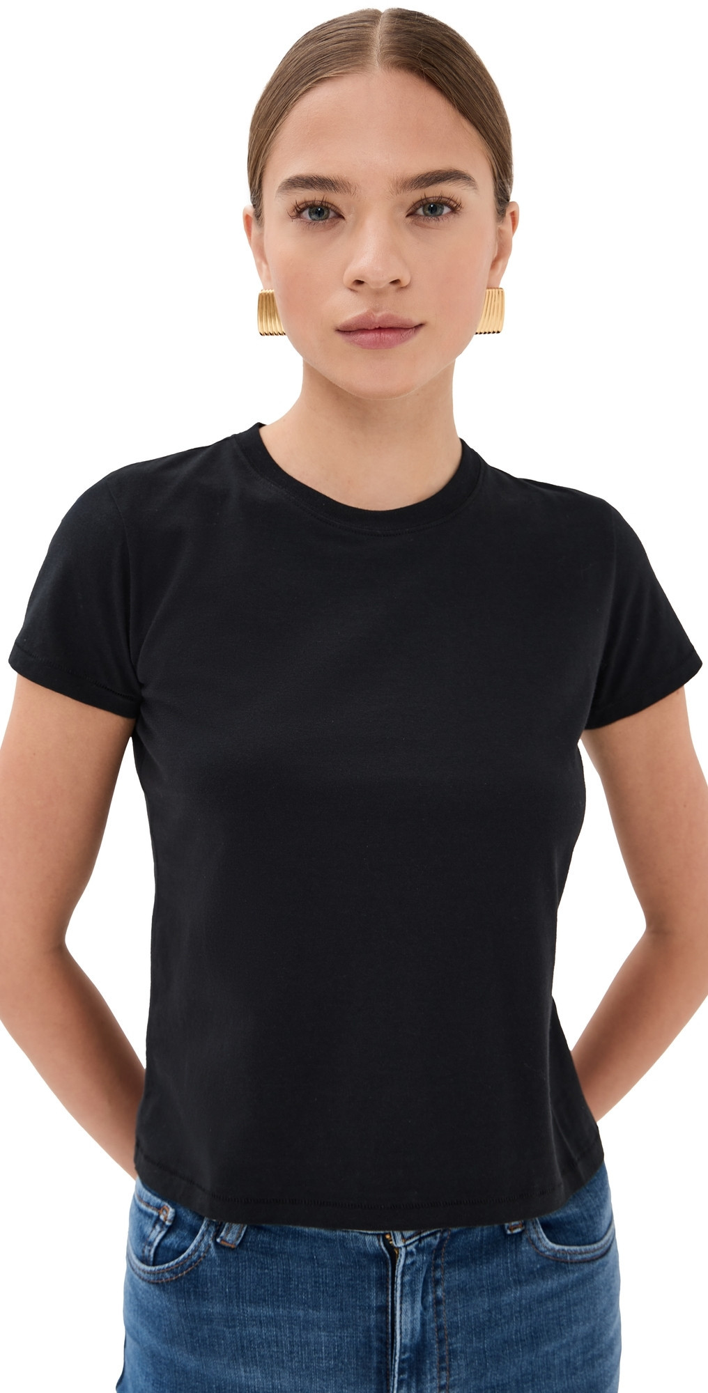 FRAME The Baby Tee Black M | Shopbop