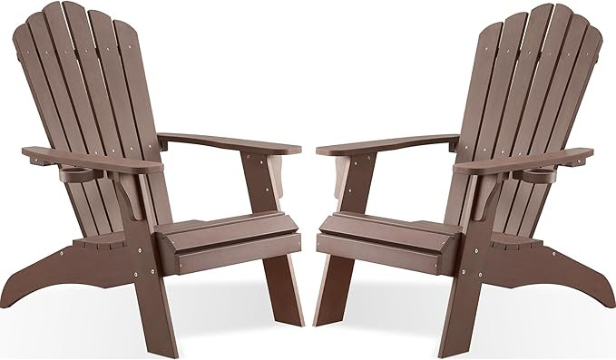 Psilvam Adirondack Chair, Oversized Poly Lumber Fire Pit Chair with Cup Holder, 350Lbs Support Pa... | Amazon (US)