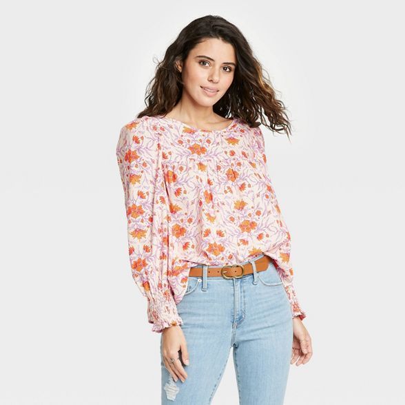 Women's Floral Print Balloon Long Sleeve Blouse - Universal Thread™ | Target