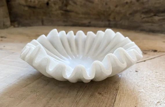 Marble Ruffle Bowl, Marble Fruit Bowl,Decorative Marble Scallop Bowl , Jewellery Dish, Birthday G... | Etsy (US)