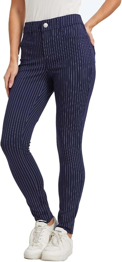 KYAL Women's High Waisted Stretchy Work Pants Straight Leg Business Office Trousers Button Casual... | Amazon (US)