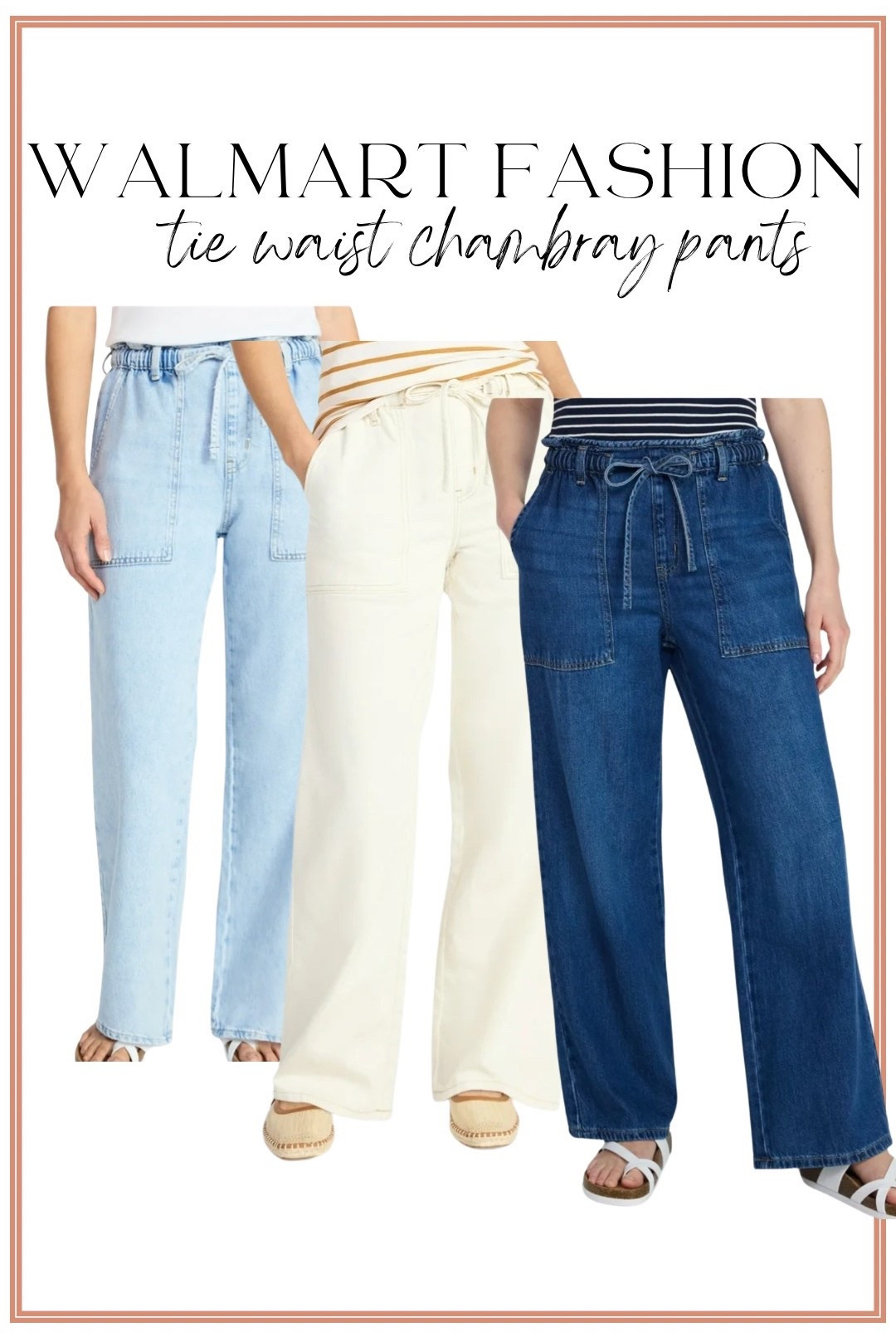 New Elastic Waist Chambray Pants from Walmart 👖✨

These new Walmart elastic waist chambray pants are the perfect mix of comfy and polished. The soft chambray fabric paired with an elastic tie waistband makes them easy to wear all day while still looking put-together. They have that relaxed, wide-leg fit that’s flattering and breathable — ideal for everyday outfits, travel days, school drop-off, and casual weekends.

Style them with a simple tee, striped top, or lightweight sweater and finish with sandals or sneakers for an effortless look. Such a great affordable Walmart fashion find you’ll reach for on repeat.

✨ Elastic tie waist for comfort
✨ Lightweight chambray material
✨ Easy everyday, casual style

#WalmartFashion #WalmartFinds #WalmartStyle #ChambrayPants #ElasticWaistPants #AffordableFashion #EverydayOutfits #CasualStyle #MomStyle #LTKFinds