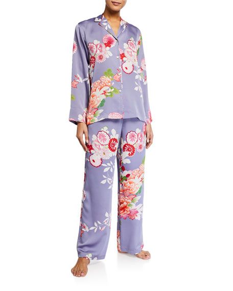 Natori Winter Peony Floral Classic Pajama Set | Neiman Marcus