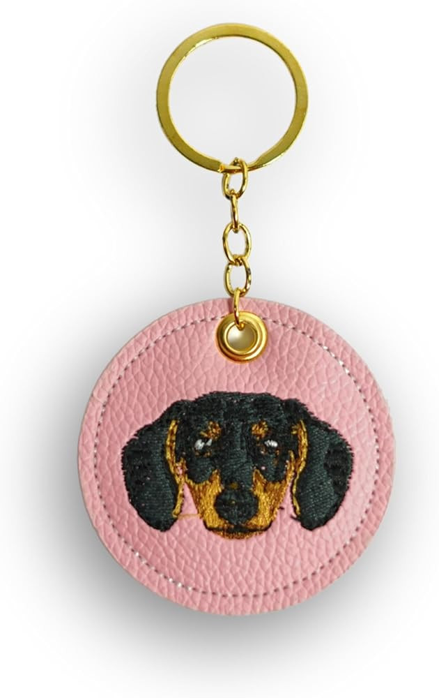 VUHALA Pink French Bulldog Embroidered Keychain – Handmade PU Leather Dog Bag Charm for Women, ... | Amazon (US)