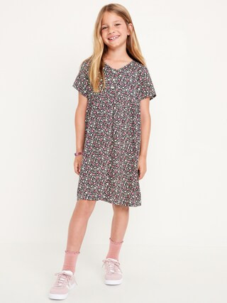 Loose Short-Sleeve Crepe Dress for Girls | Old Navy (US)