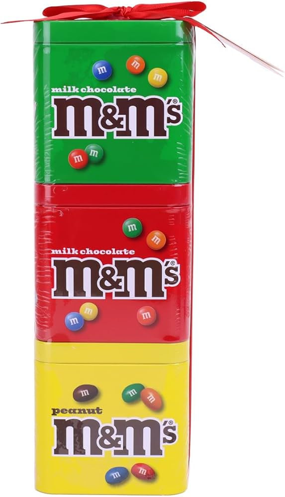 M&M'S Milk Chocolate & Peanut Candies Christmas Gift Tin Set of 3, Candy Stocking Stuffers & Holi... | Amazon (US)