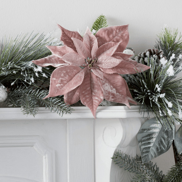 Velvet Poinsettia Clip - Blush | Z Gallerie