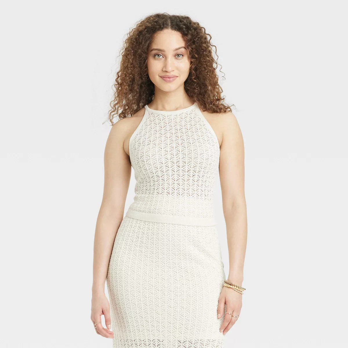 Women's Halter Crewneck Open Work Pullover Sweater - A New Day™ | Target