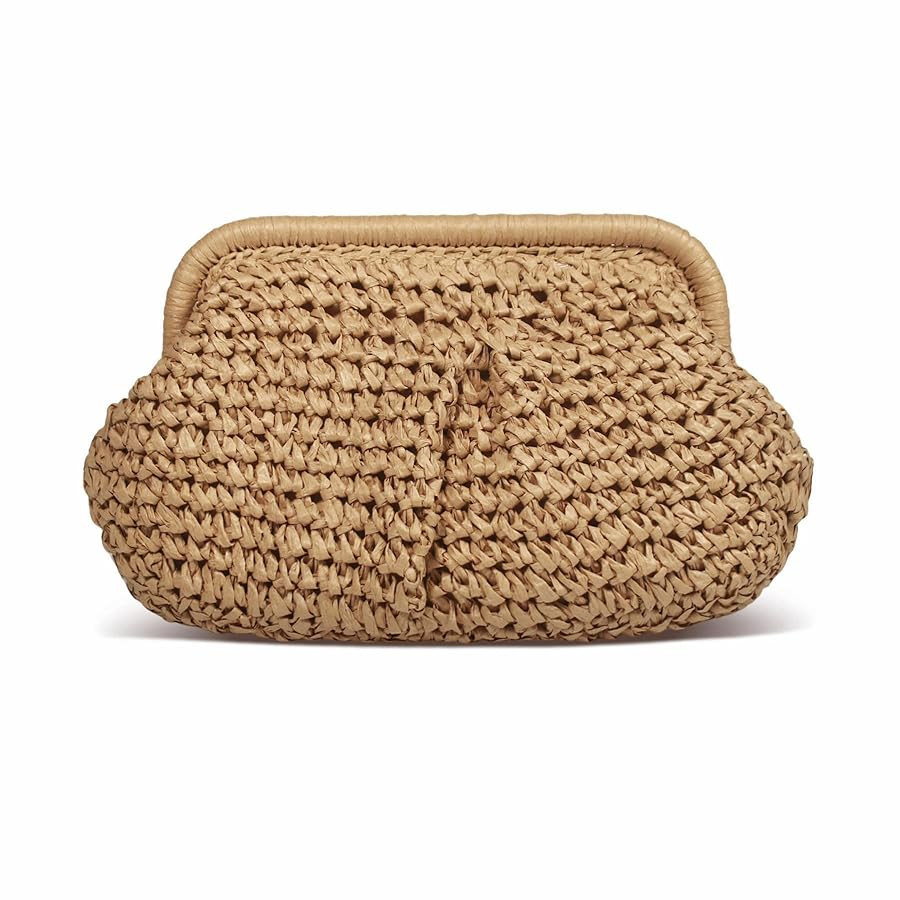 Straw Clutch Purse for Women, Cloud Dumpling Pouch, Straw Crossbody Shoulder Handbag, Summer Beac... | Amazon (US)