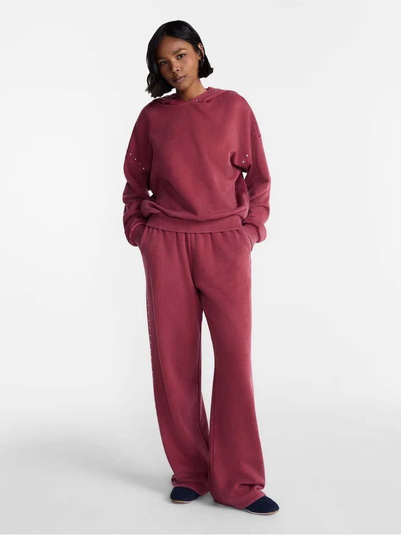 No Boundaries Mineral Wash Studded Sweatpants, 31" Inseam, Women's XXS-XXL | Walmart (US)
