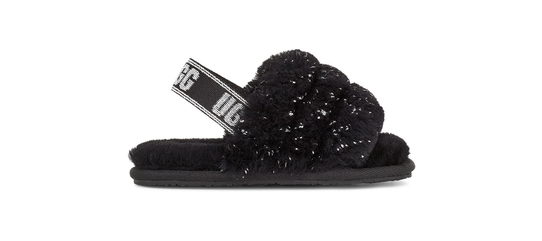 UGG Toddlers' Fluff Yeah Metallic Sparkle Sheepskin Slippers in Black, Size 11 | UGG (US)