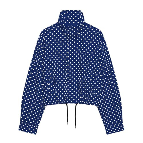 Women Polka Dot Jacket Stand Collar Cropped Jackets Zip Up Coat Casual Fashion Coat Fall Spring J... | Amazon (US)